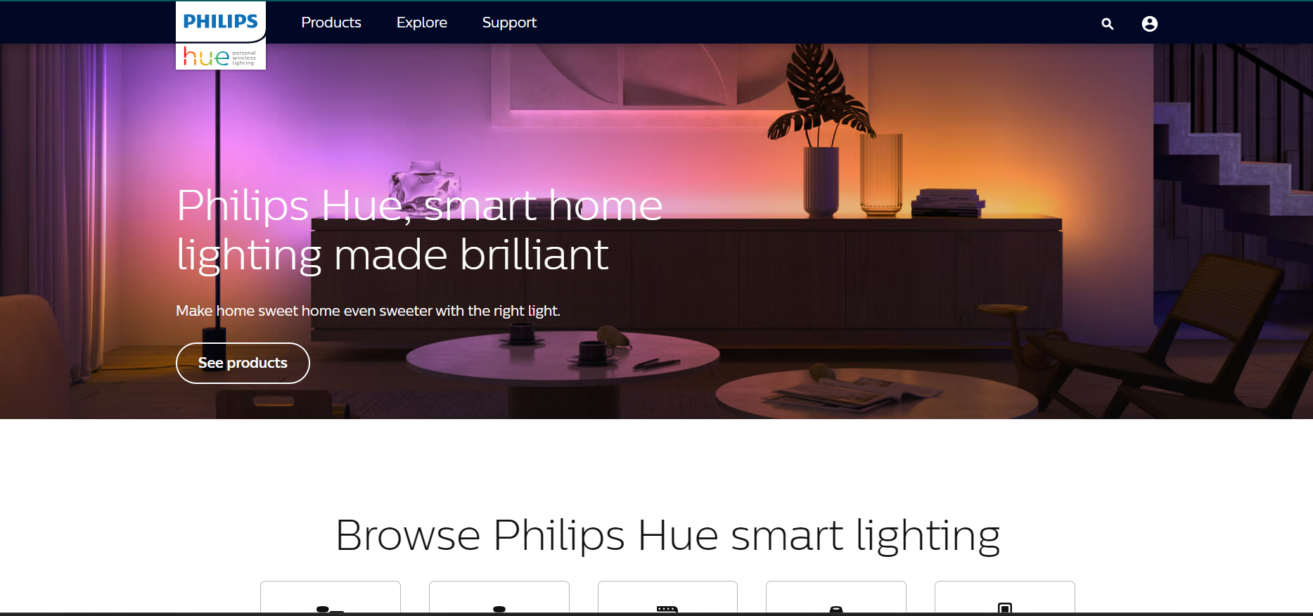 Philips Hue Home Page
